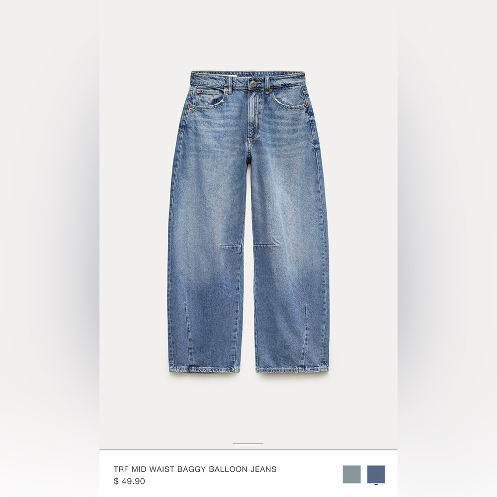 ZARA NTW TRF MID WAIST BAGGY BALLON JEANS